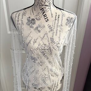 Elegant Sheer White Top with Pearl Accents